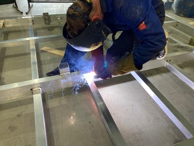 Welding aluminium jetty frame